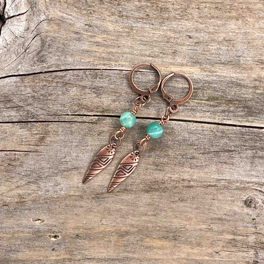 Øredobber i Kobber med Agat - 55 mm - 245