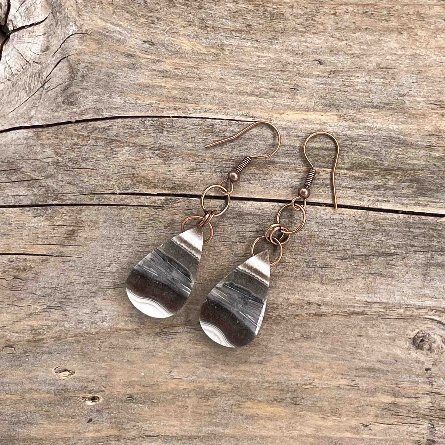 Øredobber i Kobber med Jasper - 55 mm - 248