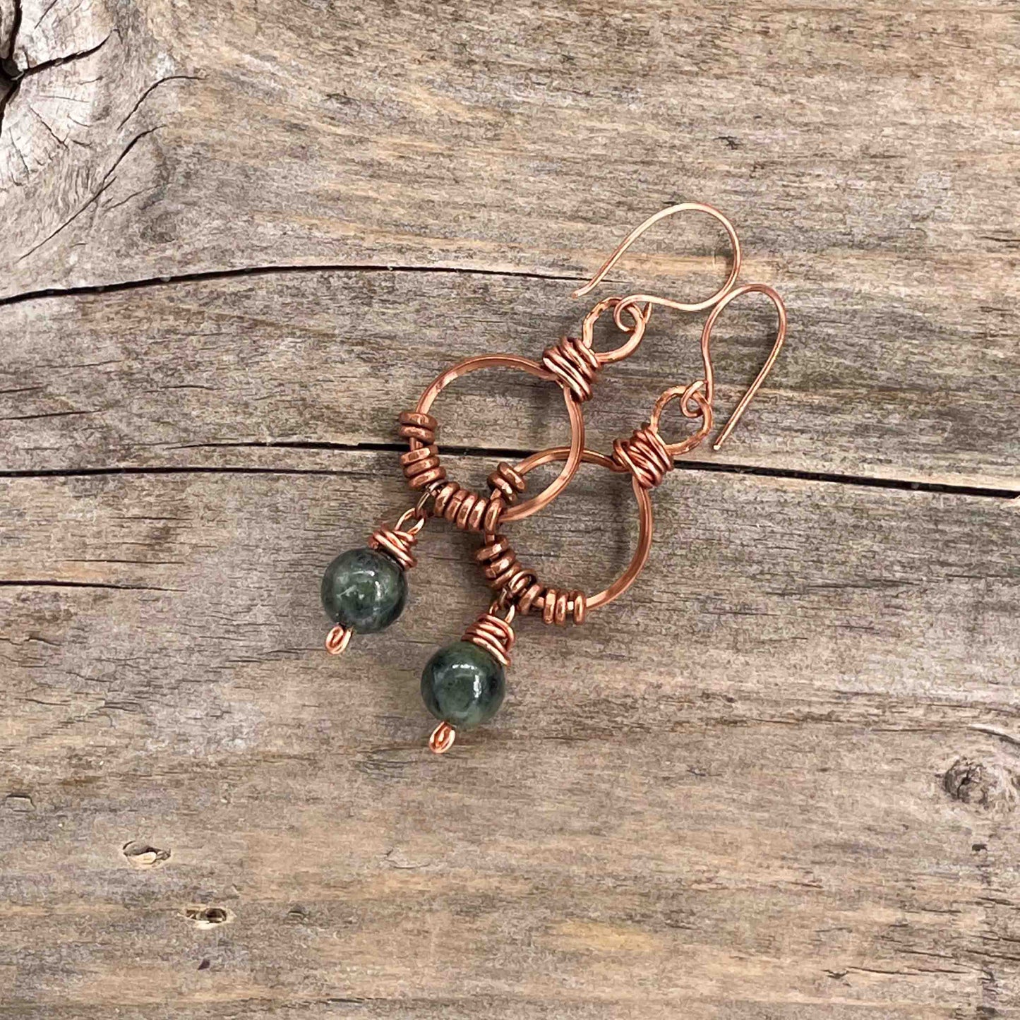 Øredobber i Kobber med Agat - 60 mm - 253