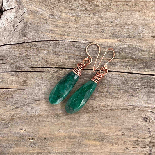 Øredobber i Kobber med Smaragd - 50 mm - 255