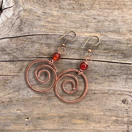 Kobber Hoops med Karneol - 55 mm - 257