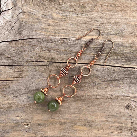 Øredobber i Kobber med Agat - 75 mm - 265