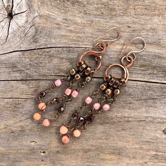 Øredobber i Kobber med Aventurin - 80 mm - 268