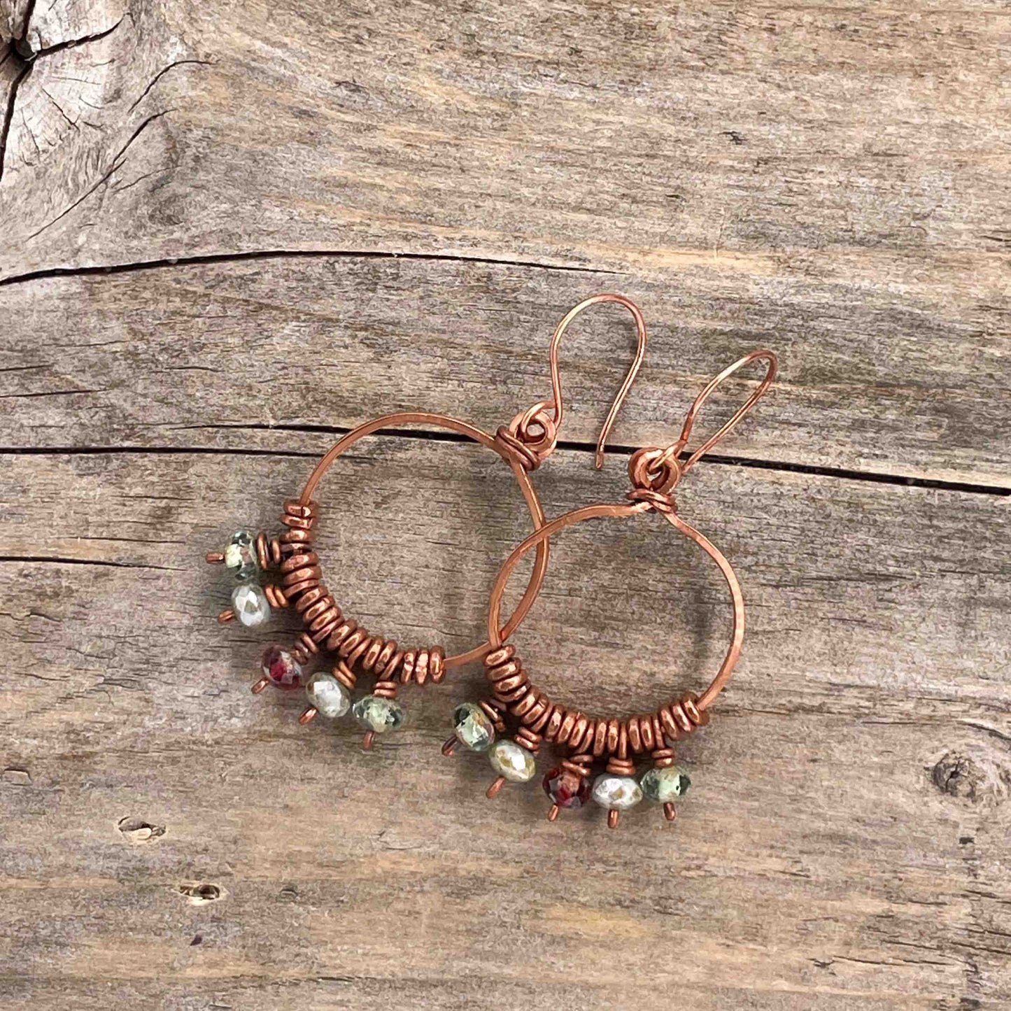 Kobber Hoops med glass - 45 mm - 275