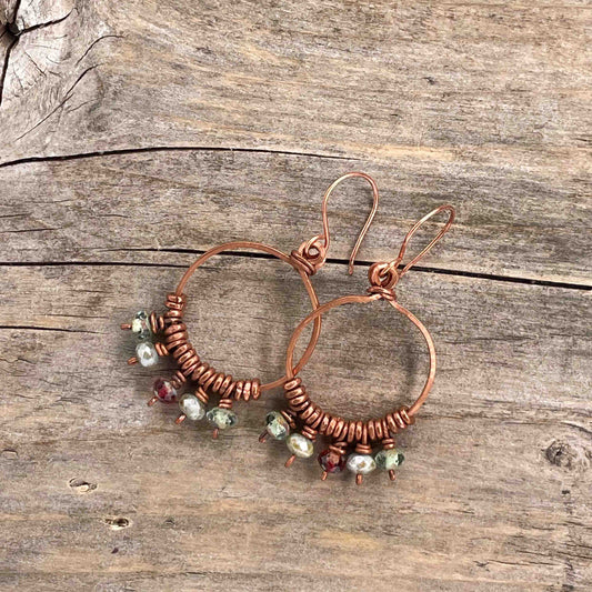 Kobber Hoops med glass - 45 mm - 275