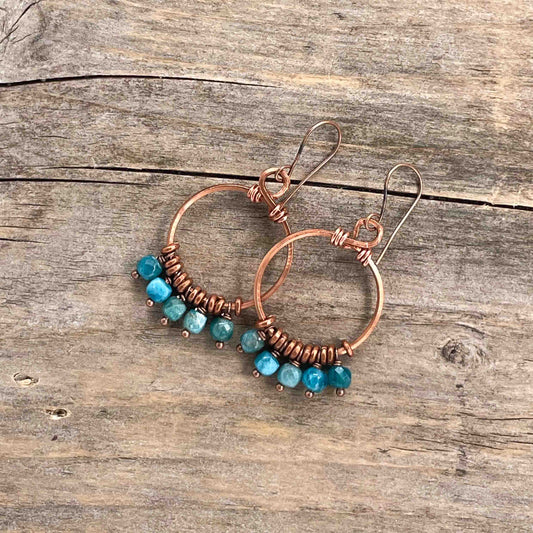 Kobber Hoops med Apatitt - 50 mm - 281