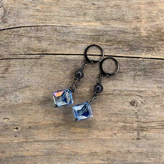 Gunmetal Øredobber med Aventurin - 50 mm - 292