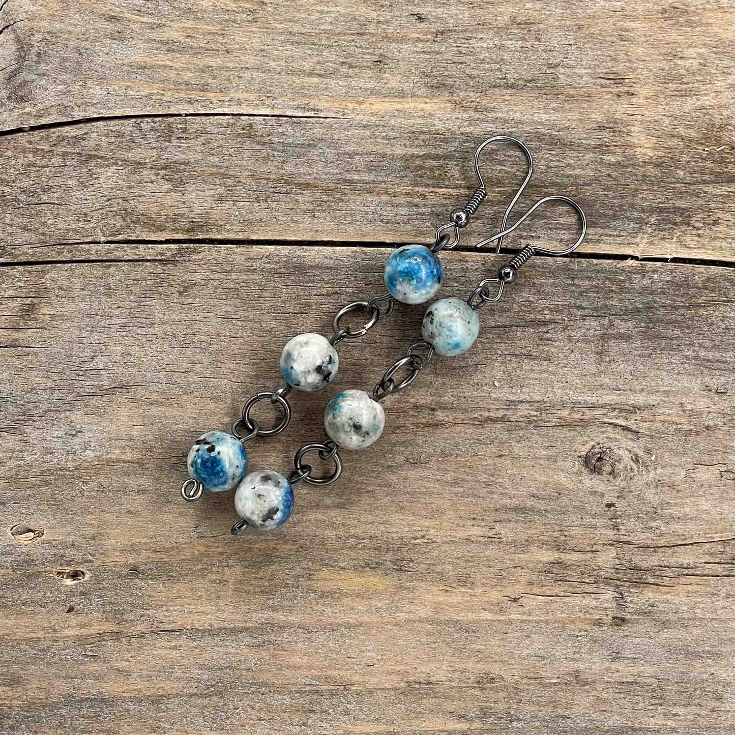 Gunmetal Øredobber med Turkis - 70 mm - 296