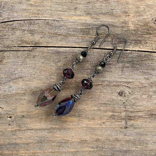 Gunmetal Øredobber med Pyritt - 75 mm - 300