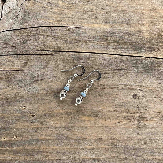 Øredobber i Sølv med Glassperler - 30 mm - 313