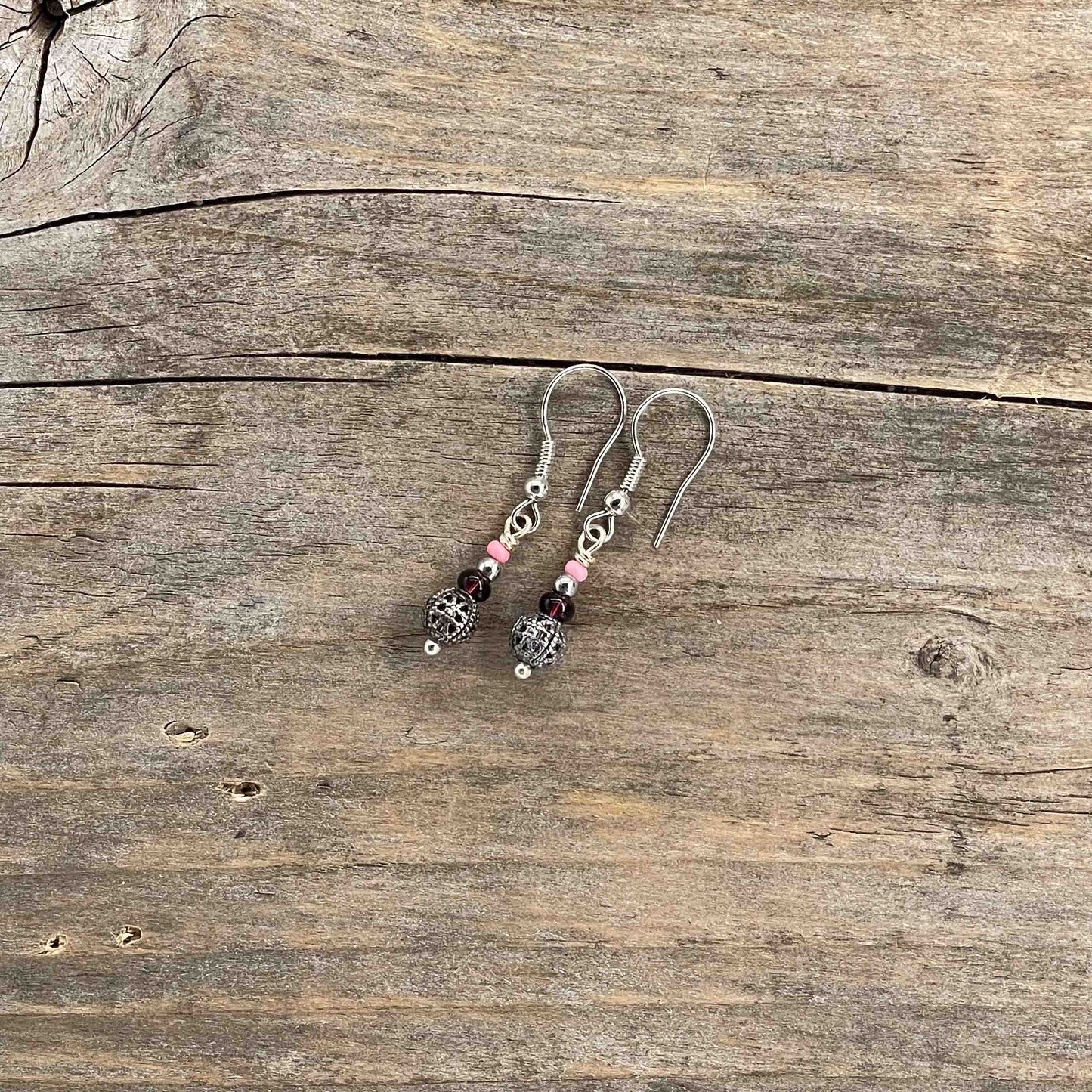 Øredobber i Sølv med Glassperler - 35 mm - 323