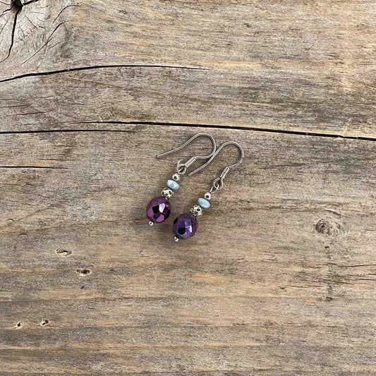 Øredobber i Sølv med Glassperler - 35 mm - 324