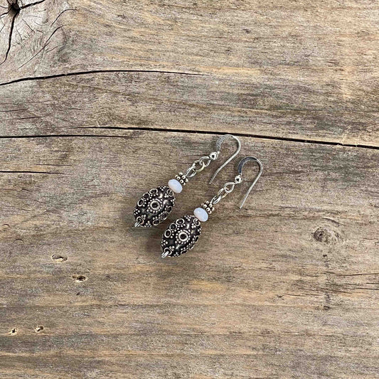 Øredobber i Sølv med Glassperler - 45 mm - 333