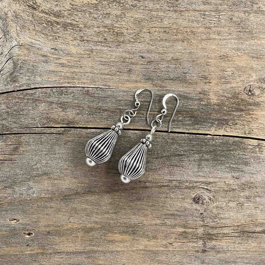 Øredobber i Sølv med Glassperler - 45 mm - 340