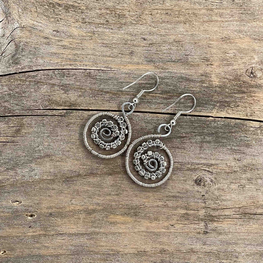 Øredobber i Sølv med Glassperler - 45 mm - 342