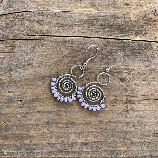 Øredobber i Sølv med Glassperler - 50 mm - 343