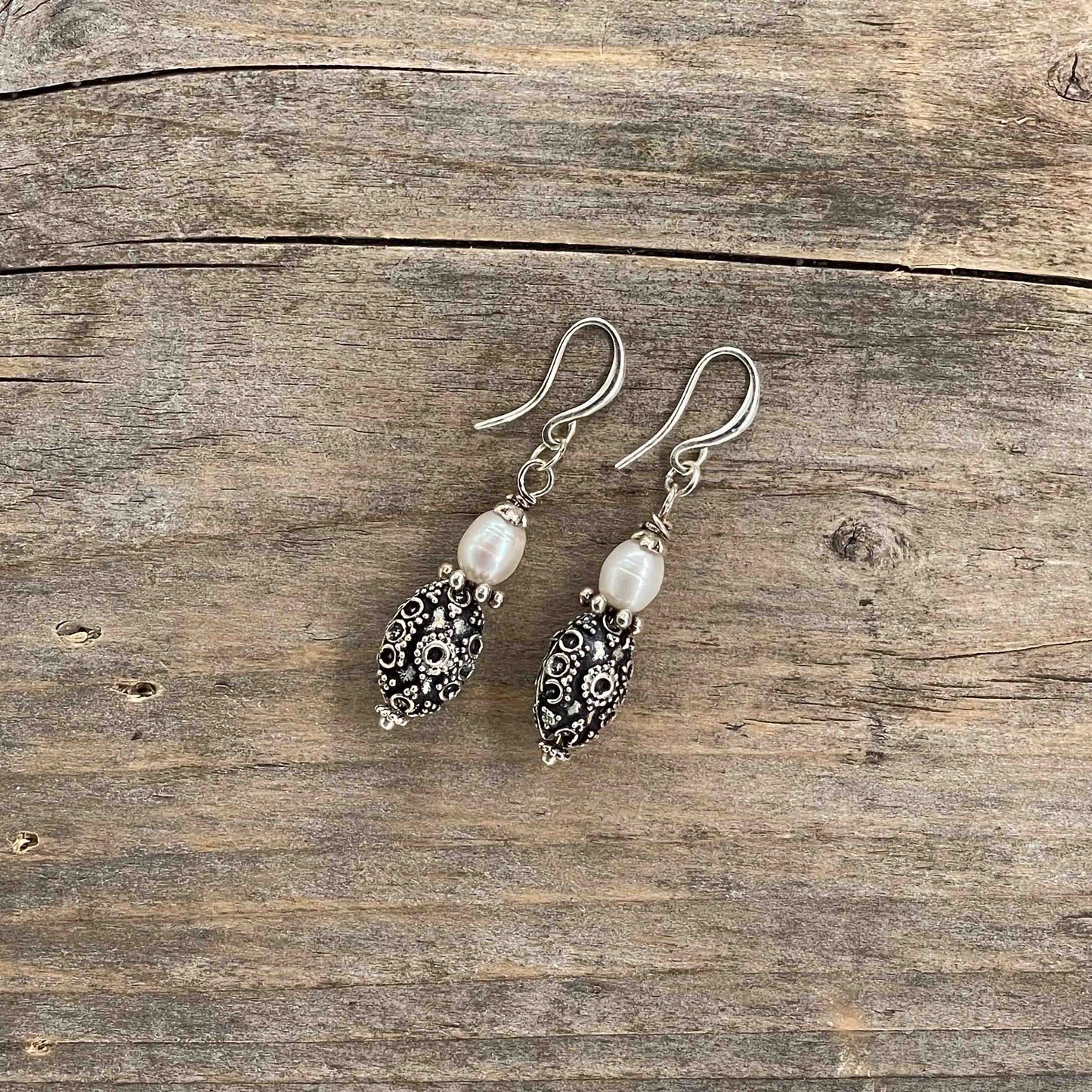 Øredobber i Sølv med Glassperler - 50 mm - 344