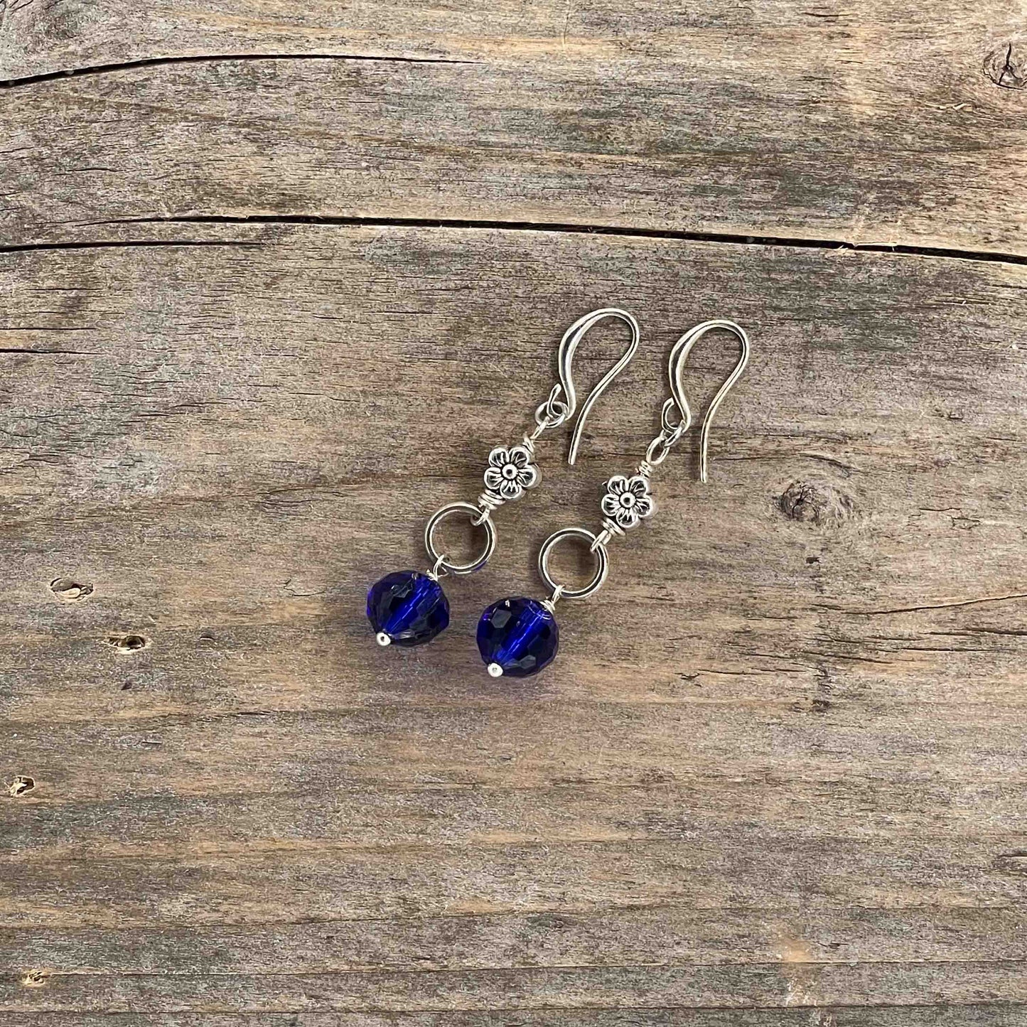 Øredobber i Sølv med Glassperler - 50 mm - 345