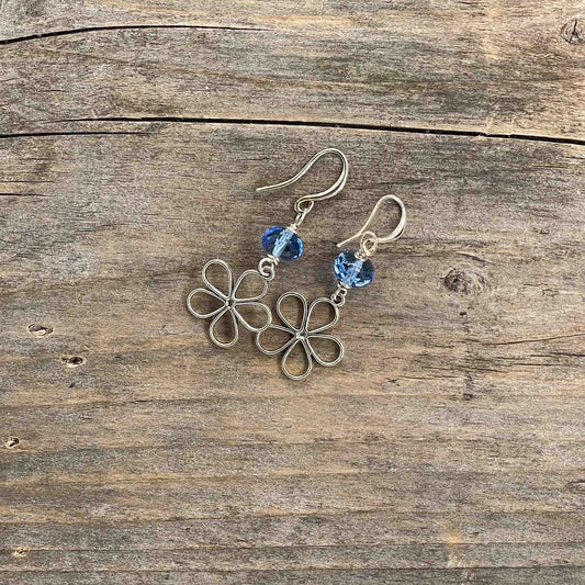 Øredobber i Sølv med Glassperler - 50 mm - 346