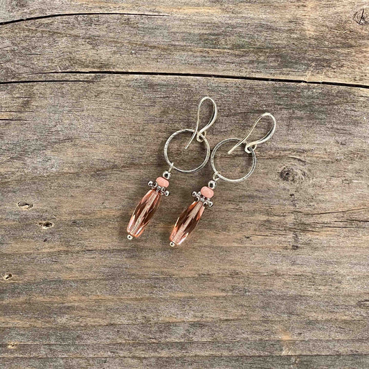 Øredobber i Sølv med Glassperler - 50 mm - 347