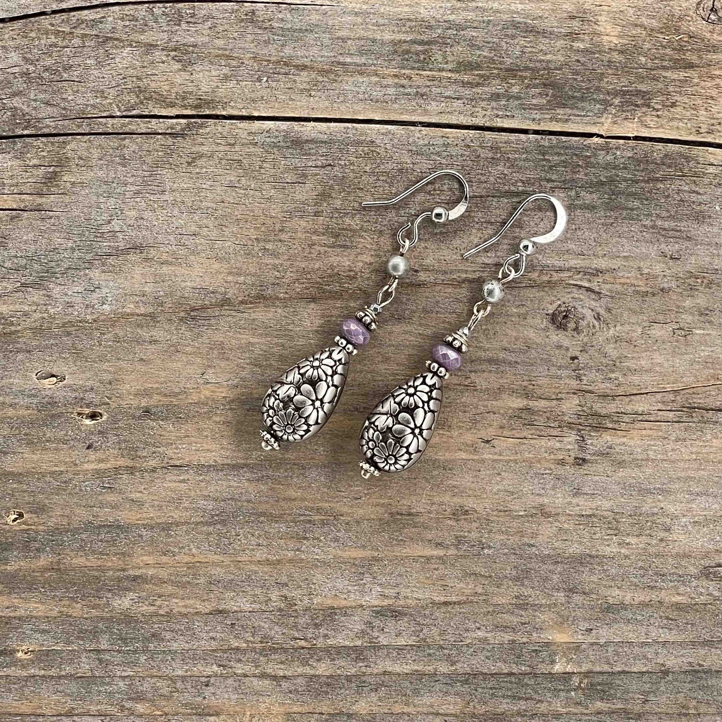 Øredobber i Sølv med Glassperler - 50 mm - 348