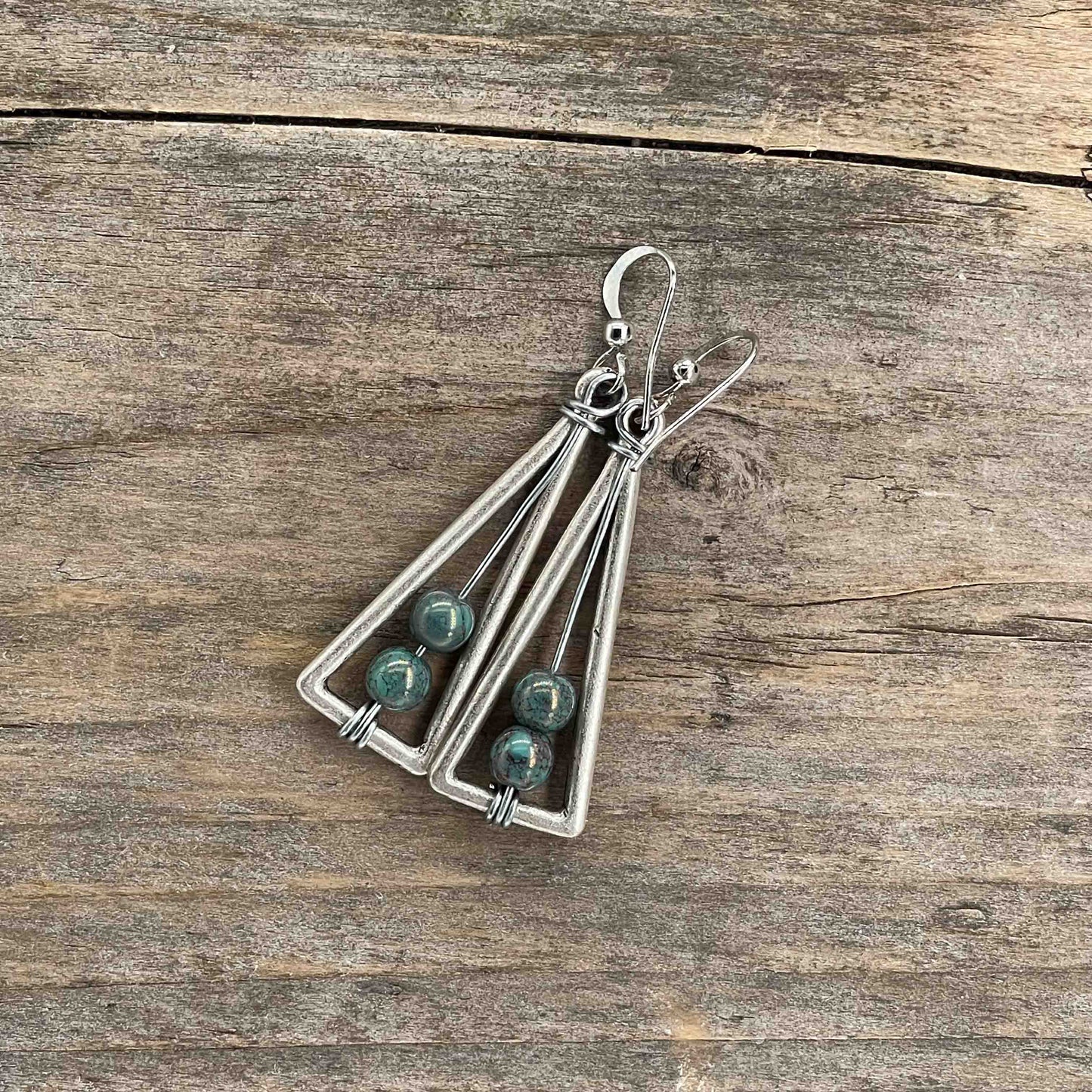 Øredobber i Sølv med Glassperler - 55 mm - 349