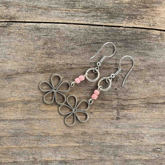 Sølv Øredobber med Seed Beads - 55 mm - 351