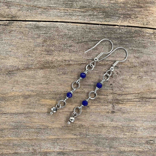 Øredobber i Sølv med Glassperler - 55 mm - 353