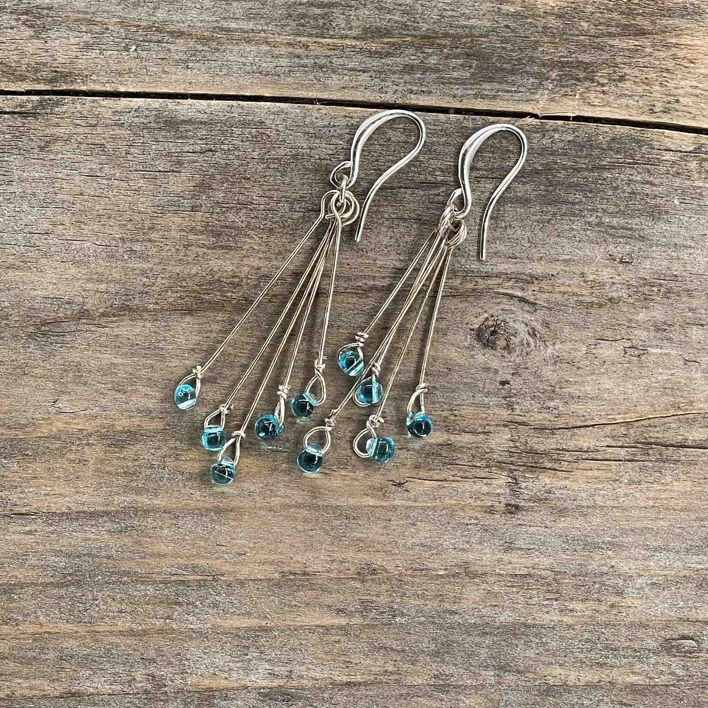 Øredobber i Sølv med Glassperler - 55 mm - 354