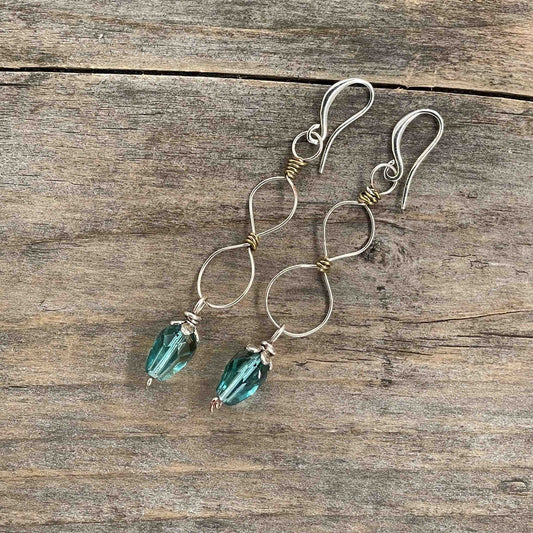 Øredobber i Sølv med Glassperler - 65 mm - 356