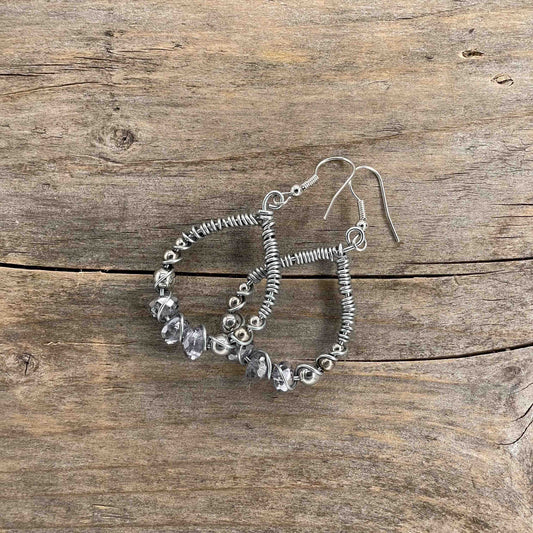 Øredobber i Sølv med Glassperler - 60 mm - 358