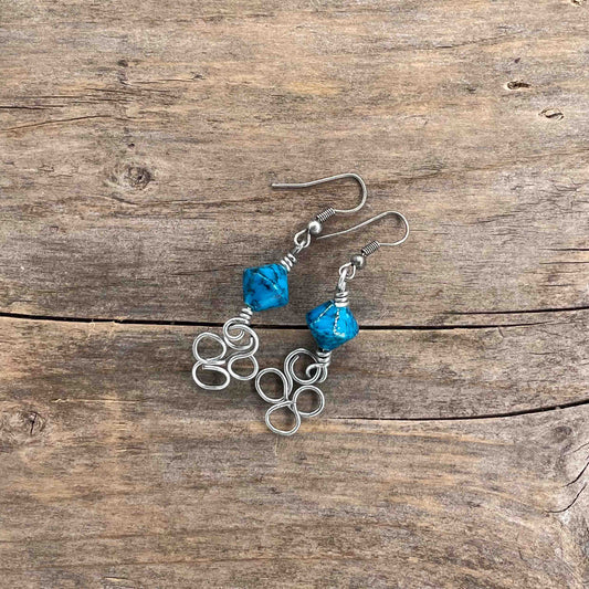 Øredobber i Sølv med Glassperler - 60 mm - 359