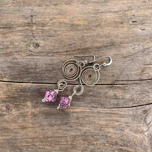 Øredobber i Sølv med Glassperler - 60 mm - 360