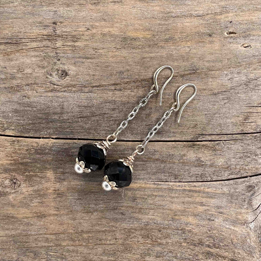 Øredobber i Sølv med Glassperler - 65 mm - 367