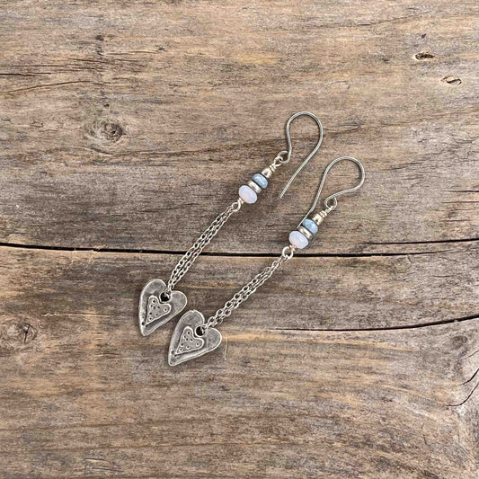 Øredobber i Sølv med Glassperler - 65 mm - 368