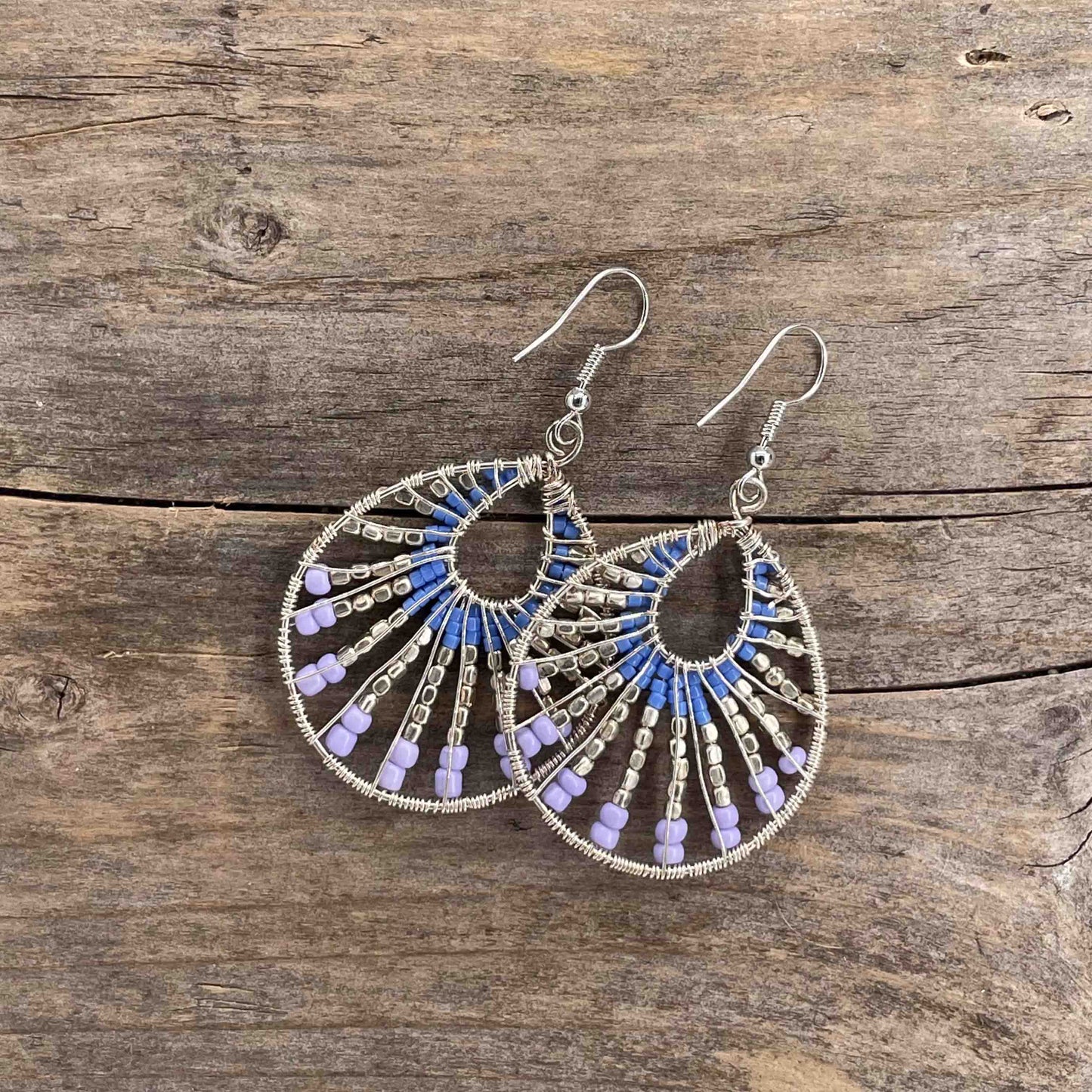 Sølv Hoops med Seed Beads - 65 mm - 372