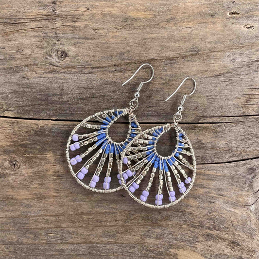 Sølv Hoops med Seed Beads - 65 mm - 372