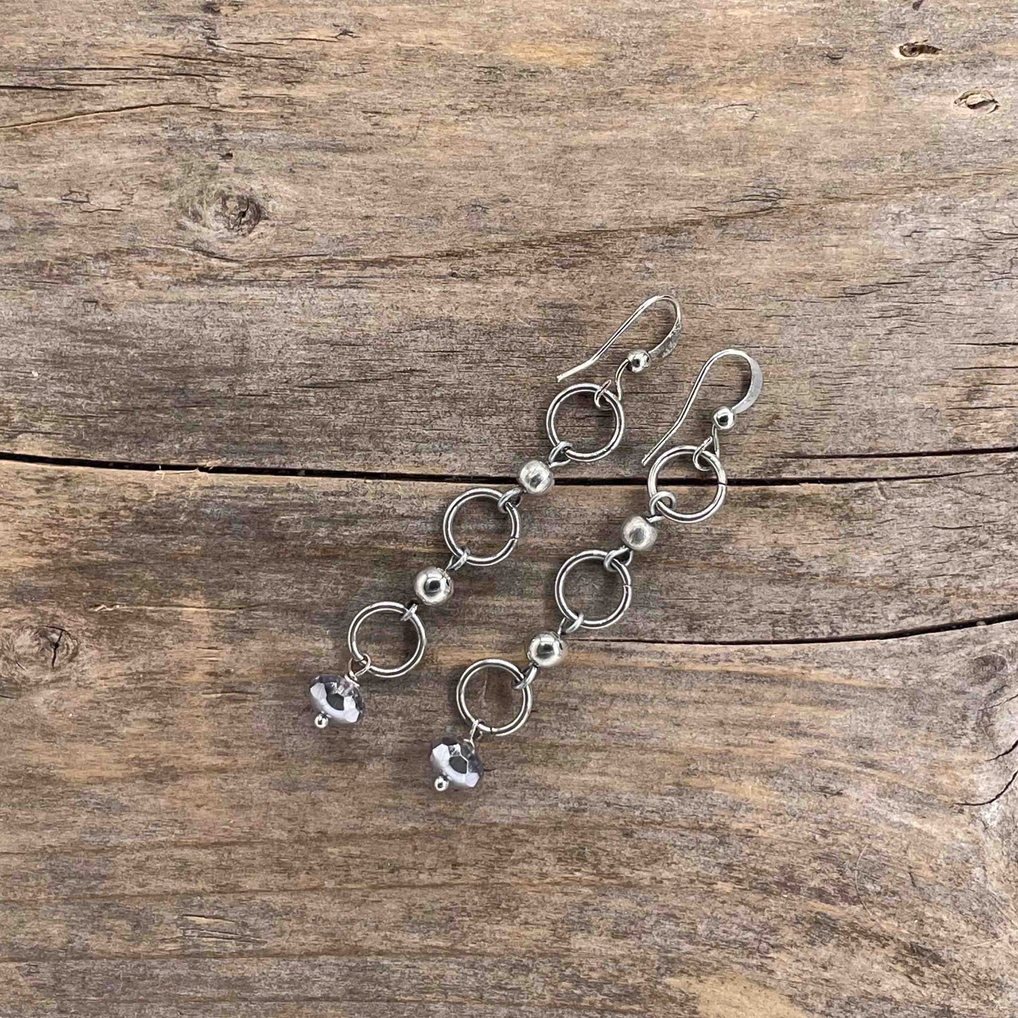 Øredobber i Sølv med Glassperler - 65 mm - 373