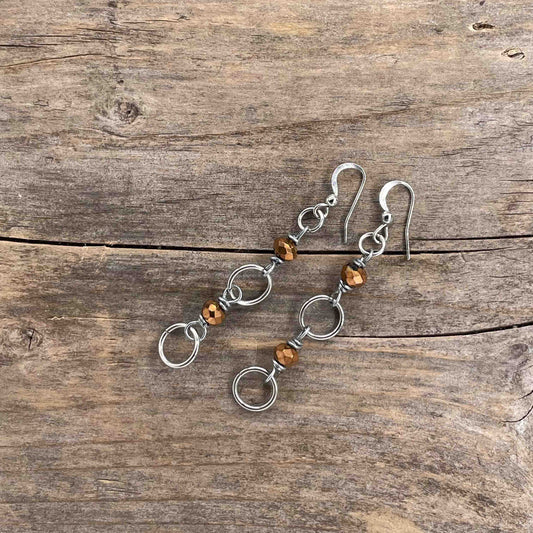 Øredobber i Sølv med Glassperler - 60 mm - 374