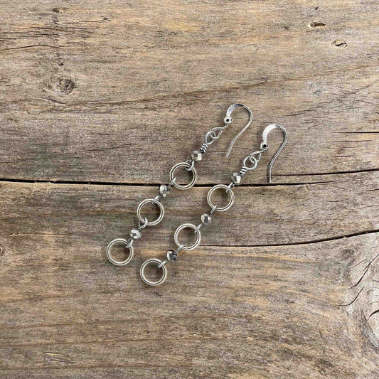 Øredobber i Sølv med Glassperler - 60 mm - 376