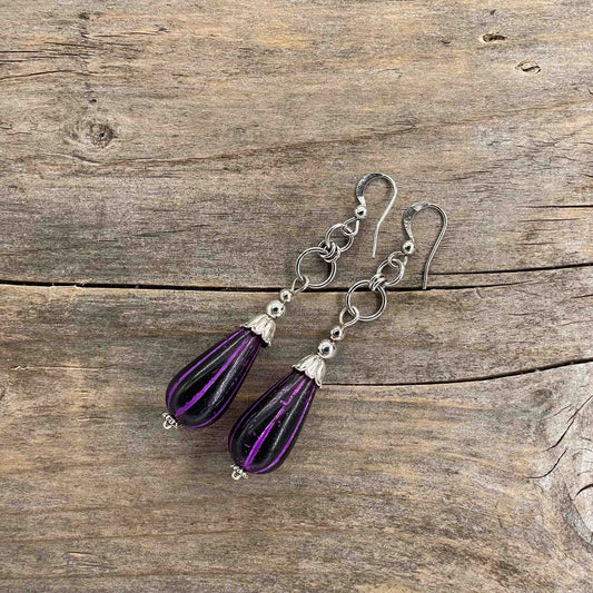 Øredobber i Sølv med Glassperler - 65 mm - 377