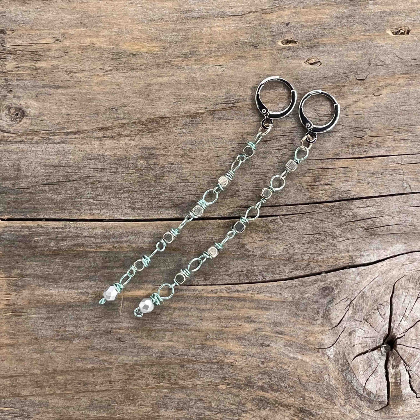 Øredobber i Sølv med Glassperler - 80 mm - 382