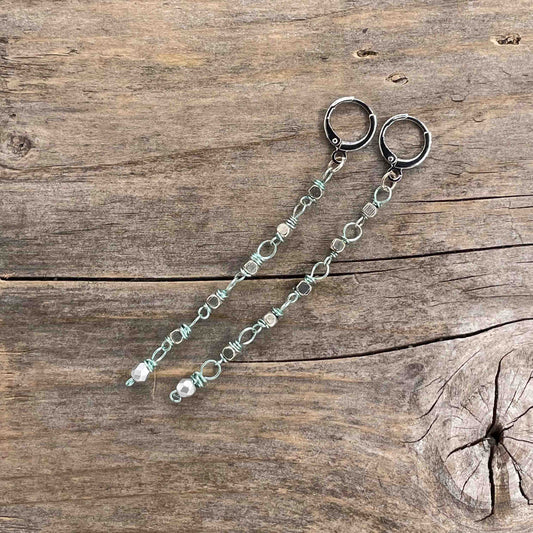 Øredobber i Sølv med Glassperler - 80 mm - 382