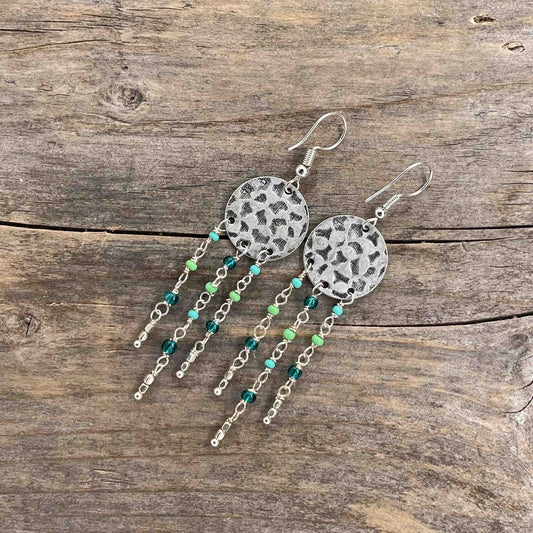 Sølv Chandelier med Seed Beads - 75 mm - 394