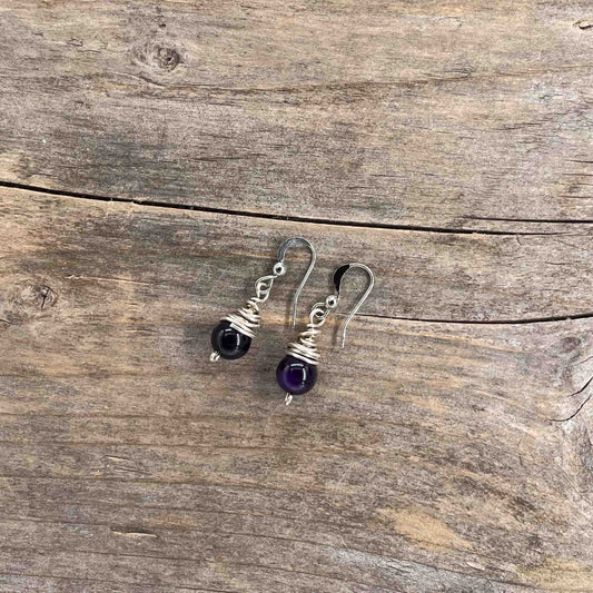 Øredobber i Sølv med Agat - 35 mm - 406