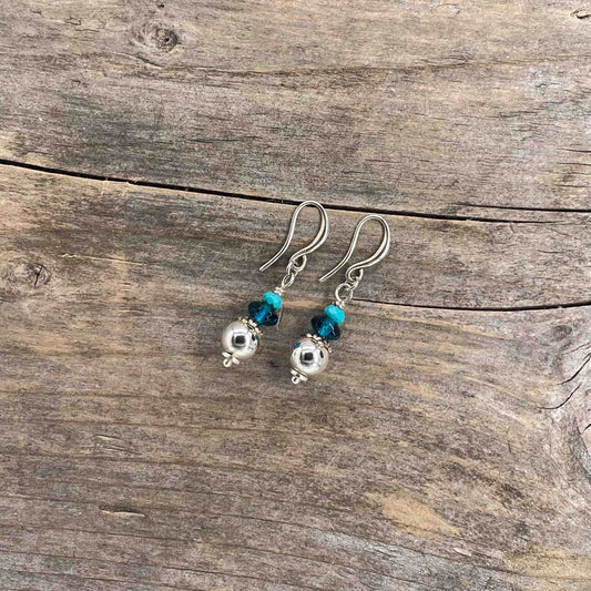 Øredobber i Sølv med Turkis - 35 mm - 414
