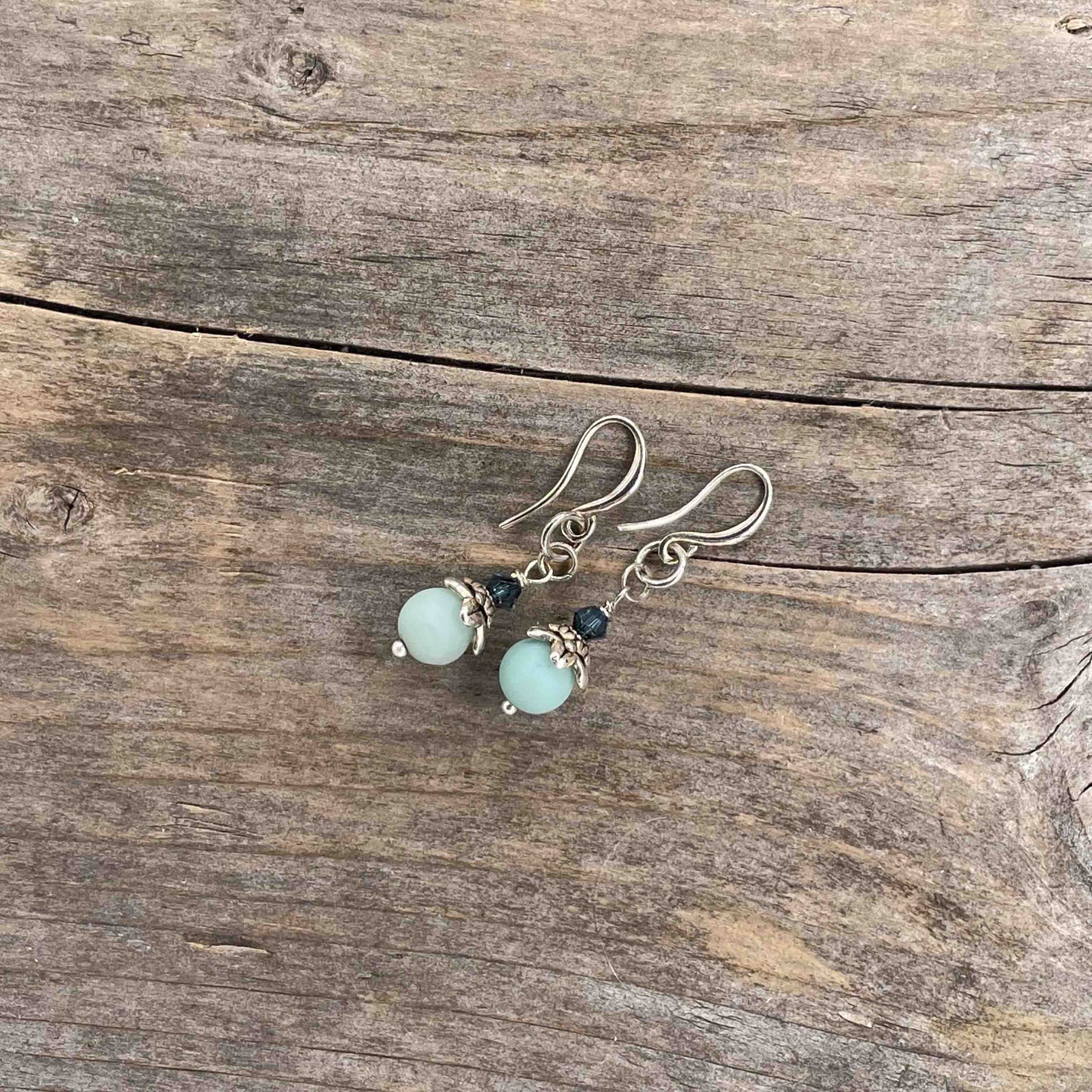 Øredobber i Sølv med Amazonitt - 40 mm - 416