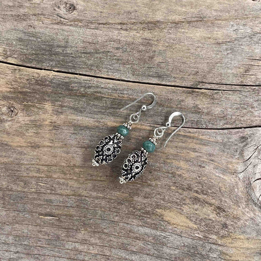 Øredobber i Sølv med Agat - 45 mm - 417