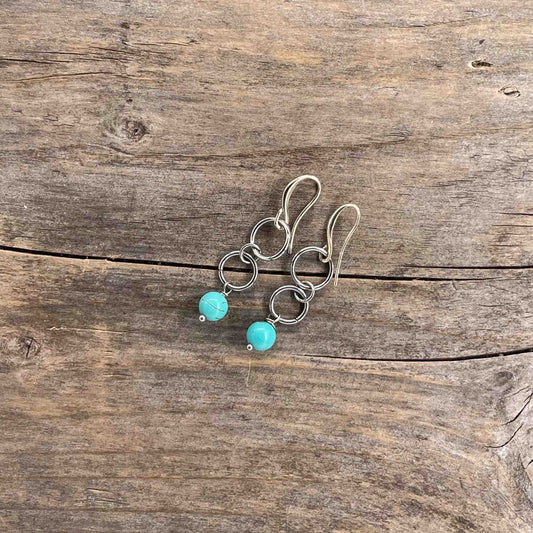Øredobber i Sølv med Turkis - 45 mm - 420