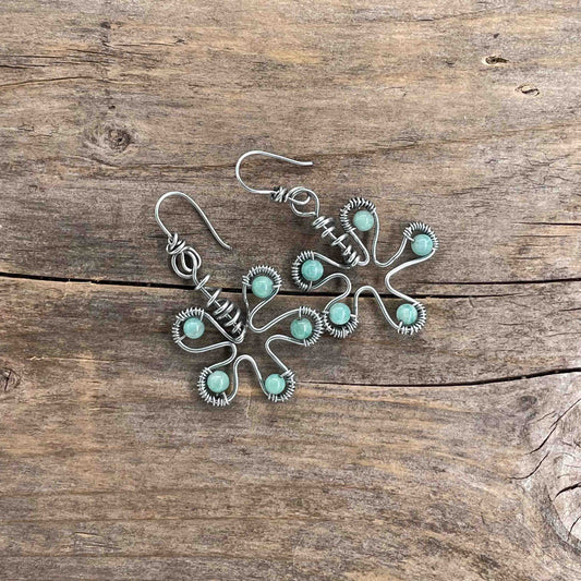 Øredobber i Sølv med Amazonitt - 55 mm - 424